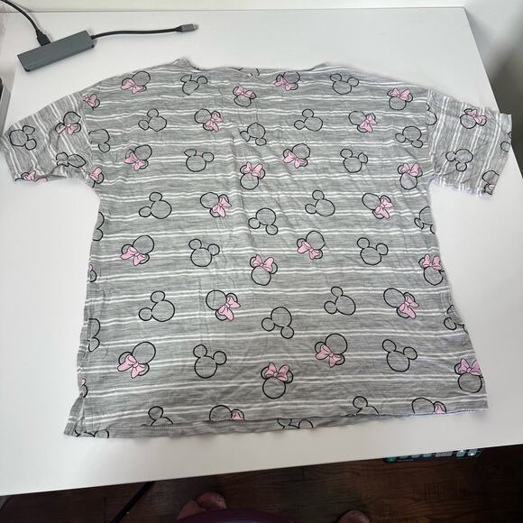 Disney Gray Minnie Mouse Striped Short Pajama Set with Pockets Size Small - Picture 6 of 13